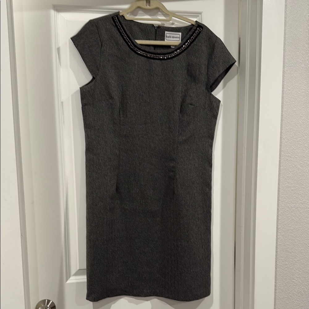 Gray Cap Sleeve Sheath Dress